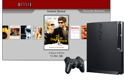 Netflix menu on PS3