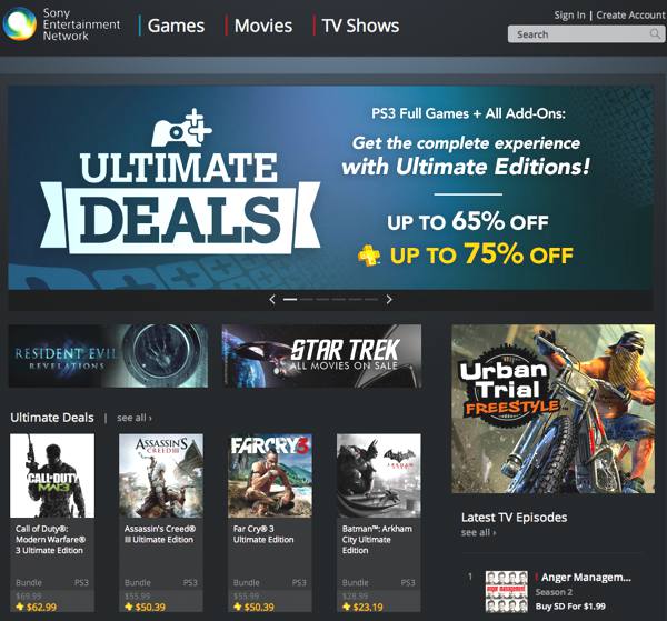 SEN and PlayStation Network Web Portal