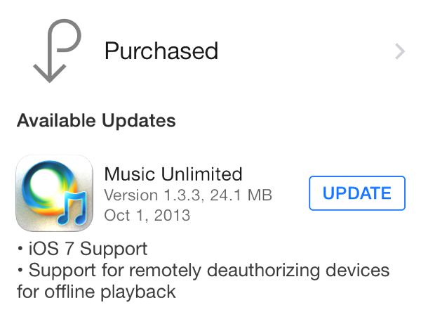 Music Unlimited iOS 7 App Update