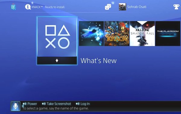 PS4 Voice Commands Menu