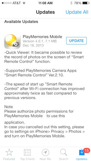 playmemories mobile iphone