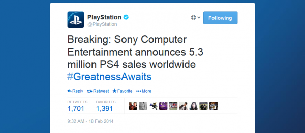 PS4 Tweet February 2014