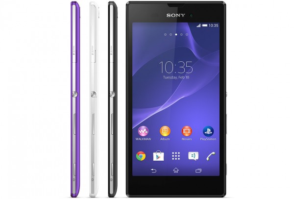 Xperia T3 Black White Purple Front and Side