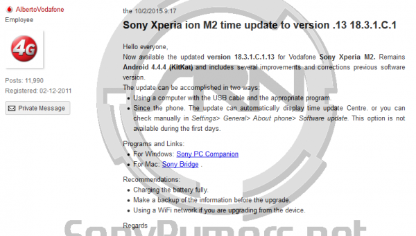 Sony Xperia M2 Update 18.3.1.C.1.13