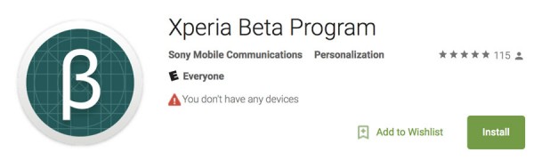 Sony Mobile - Xperia Beta Program app
